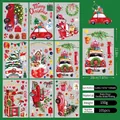 Set di 9 adesivi natalizi per finestre con motivi di auto e alberi in pellicola statica - Stile C (Tema Camion Rosso)