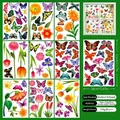 9-sheet set of spring flower and butterfly static window clings with 81 colorful decals - Butterfly Flower Sea Style (A)