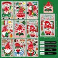 Set di 9 adesivi natalizi statici per vetri con gnomi e fiocchi di neve, 20x30cm stampa bifacciale - Stile E