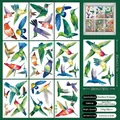 Vista detallada de 38 pegatinas de colibríes coloridos en 9 láminas estáticas - Estilo de Colibrí Colorido (CJ23002)