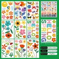 Set of 9 spring flower and butterfly static window clings with double-sided printing - Hello Spring Style (B)