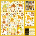 Set of 9 double-sided bee gnomes window clings showing sizes and sunflower designs - Bee Truck Gnome Style (D)