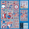 Detalle del juego de 9 hojas de pegatinas patrióticas de gnomos para el 4 de julio - Pegatina Día de la Independencia D05-Gnomo y Águila (D05) / 20x30cm (9 hojas)