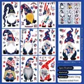 Detailed set of 9 Fourth of July gnome window clings with patriotic American flag designs - Independence Day Gnomes Style (DLR23003)