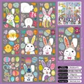 Nove fogli di adesivi statici pasquali con conigli e uova, dimensione 20x30 cm - Stile Coniglio Pulcino Uova Di Pasqua (F04)