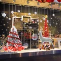Christmas window stickers set with white Santa tree and reindeer for glass decoration - White Christmas Tree and Reindeer Set (ABQ9707AB)