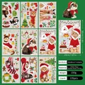 Set of 9 Christmas cat window clings featuring snowflakes and reindeer designs - Style B12 (Cat Theme)