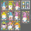 Set of 9 double-sided summer gnome window clings with tropical beach party theme stickers - Summer Gnomes (XJ23011)
