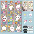 Detail view of 9-sheet Easter window stickers set featuring rabbits and colorful eggs - Easter Rabbit and Gnome Style (F01)