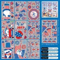 9-piece set of patriotic US Independence Day window clings with gnomes and flags - Style E (104 Pcs Set) / 20x30cm x 9 Sheets