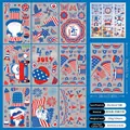 9-piece set of patriotic US Independence Day window clings with gnomes and flags - Style E (104 Pcs Set) / 20x30cm x 9 Sheets