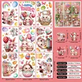 Easter rabbit window stickers set with 9 sheets of cartoon bunnies and colorful eggs - Easter Static Sticker F09 (75pcs)