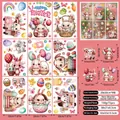 Easter rabbit window stickers set with 9 sheets of cartoon bunnies and colorful eggs - Easter Static Sticker F09 (75pcs)