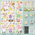 9-sheet Easter window clings set featuring cartoon bunnies and gnomes for glass decor - Easter Static Sticker F08 (106pcs)