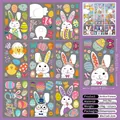Easter rabbit and rainbow eggs window clings set 9 sheets 121 pieces double-sided stickers - Easter Static Sticker F04 (121pcs)
