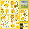 Adesivi per Finestre Api e Gnomi, 4 Pezzi Statici a Doppia Faccia 20x30cm 64 Pezzi - Stile a Tema Piccola Ape (CJ23006) / Set di 4 Fogli/64 Pezzi