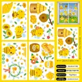 Spring Bee Gnome Window Clings, 4pcs Double-Sided Static Stickers 20x30cm 64 Pieces - Little Bee Theme Style (CJ23006) / Set of 4 Sheets/64 Pcs