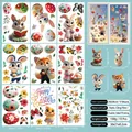 Detail of Easter window stickers showing 9 sheets with bunnies, chicks and eggs - Cartoon Fox and Rabbit Style (F19)