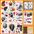 Set da 9 fogli di adesivi per vetri Halloween bifacciali con scheletri e zucche - Elementi Horror di Halloween (WSJ2329) / 20*30cm (Set di 9 fogli)
