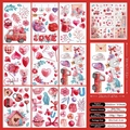 Pegatinas de ventana de San Valentín rosa acuarela, set de 9 hojas de corazones y camión - Estilo de Camión con Corazón de Acuarela Rosa (QRJ23005)