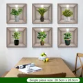 Set van 6 3D-muurstickers met groene planten Monstera en Sansevieria van 28,5 cm vierkant - 30x90x2 Vellen / Groene Potplanten (CH39091AB)