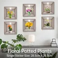 Set van 6 3D muurstickers met bloempotten voor interieur, elk 28,5x28,5 cm groot - 30x90x2 Vellen / Bloemenbonsai (CH39092AB)
