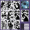 Halloween window clings featuring black witch and castle silhouettes, 9-sheet set - Style G (Set of 9 Sheets)