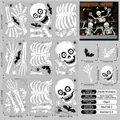 Halloween window stickers set featuring skeletons, bats and spiders on 9 static PVC sheets - Halloween Thriller Silhouette Set(WSJ03)