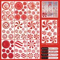 Detailansicht von 9 Bögen mit 81 rot-weißen Weihnachts-Zuckerstangen Fensteraufklebern - Weihnachten Rote Süßigkeit (SD23006)