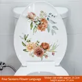 Wasserdichter Toilettensitz-Aufkleber mit Pfingstrosen und Rosen in warmem Orange - Vier Jahreszeiten Blumen (MT23024)