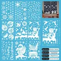 Detailed set of 9 white Christmas window stickers with snowflakes and Santa Claus motifs - Style A Christmas Castle (Set of 9 Sheets)