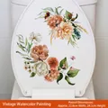 Wasserfester Vintage-Blumensticker für WC-Deckel, Aquarell-Design, 22,6x24,5 cm - Retro Pfingstrose Aquarell Stil (MT23023)