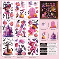 9-sheet set of Halloween window stickers featuring cartoon witches, ghosts and pumpkins - Pink Kawaii Halloween Set B (WSJ2504万圣节)