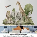 Adesivi murali animali acquerello con leone ed elefante, decoro bimbi 96x70cm - Animali Dipinti a Mano (CH39121AB)