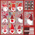 Stickers électrostatiques de nains avec cœurs rouges pour déco de la Saint-Valentin - Style Festif de Cœur de Gnome (2301)