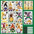 Set van 9 Halloween raamstickers met kabouters en pompoenen, statisch, 20x30cm - Thema Elf Vleermuis (W13)