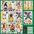 Set of 9 Halloween static window decals featuring gnomes and pumpkins, 20x30cm size - Elf Bat Theme (W13)