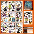 Set of 9 double-sided Halloween static window clings with pumpkins and ghosts - Halloween Cartoon Collection Style (Style C - Set of 9) / 20x30cm (9 Sheets)