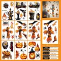 9-sheet Halloween static window stickers with pumpkin and ghost designs for festive decor - W2330 (Pumpkin Scarecrow Style - 44 Pcs)