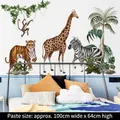Adesivi murali animali della giungla con tigri e giraffe, dimensioni 100cm x 64cm - Animali della Giungla (CH39123AB)