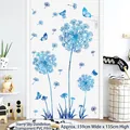 Blue dandelion and butterfly wall sticker set measuring 159x135cm for home decoration - Starry Sky Dandelion