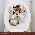 Sticker 3D étanche chat et papillon pour décoration de l'abattant des toilettes - 20*25cm / MT23048 Papillon et Chat