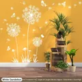 White dandelion PVC wall stickers with butterfly design for living room decor - White Dandelion