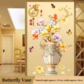 Self-adhesive magnolia flower and butterfly wall sticker, 137x94 cm display size - Magnolia Vase Style (CH39035AB)