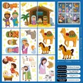 Detail of 9-sheet double-sided Christmas Nativity window clings for glass surfaces - Nativity Scene Style (YS23001) / 20x30cm x 9 Sheets (91 Pcs)