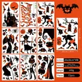 9-piece Halloween static window stickers with pumpkin, ghost, and bat designs - Style A (Set of 9 Sheets)