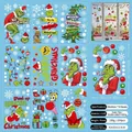 Vue détaillée des stickers de fenêtre Grinch Noël avec 154 autocollants statiques doubles - Le Grinch (Style G - Lot de 9)