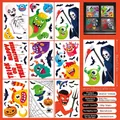 Halloween static window cling set with 62 pieces of ghosts and pumpkins for festive decor - W04 (Black & Orange Funny Cartoon - 62 Pcs)