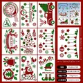 9-sheet set of 20x30cm Christmas gnome static window clings with double-sided glitter finish - Red Green Static Cling Set Style C