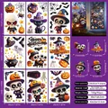 Detail view of 9-sheet Halloween static window decals with skeleton and pumpkin patterns - A022 (9 Sheets/Set)